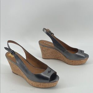 Coach Ferry Platform Wedges in Silver 9B S3
